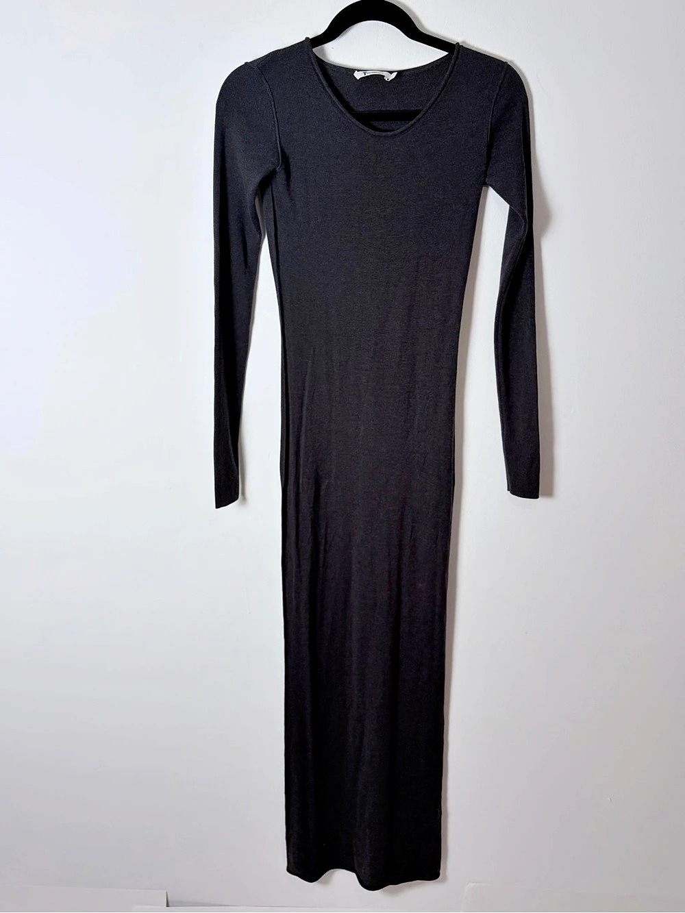 T by Alexander Wang Charcoal Long Sleeve Knit Maxi Dress XS